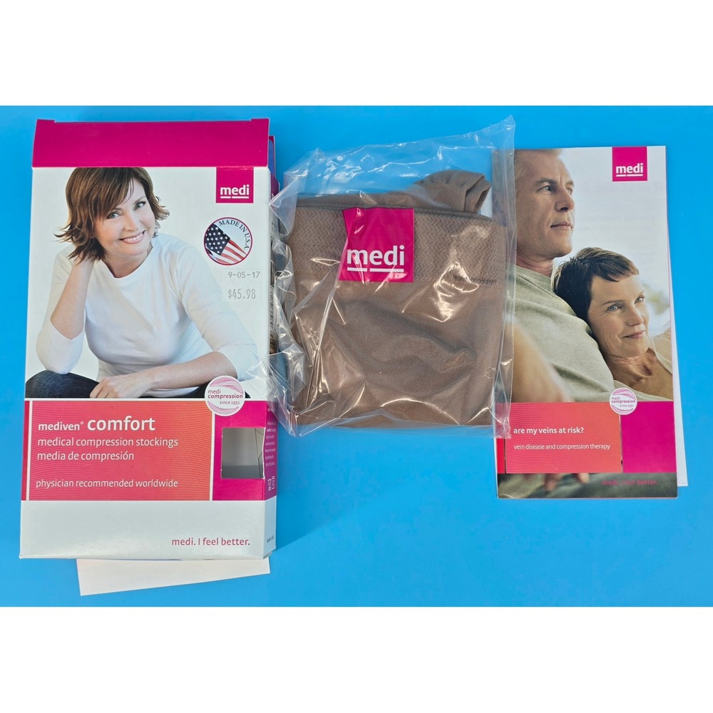 NEW Mediven Womens Mild Compression Stockings Natural Closed Toe‎ Size IV 15-20